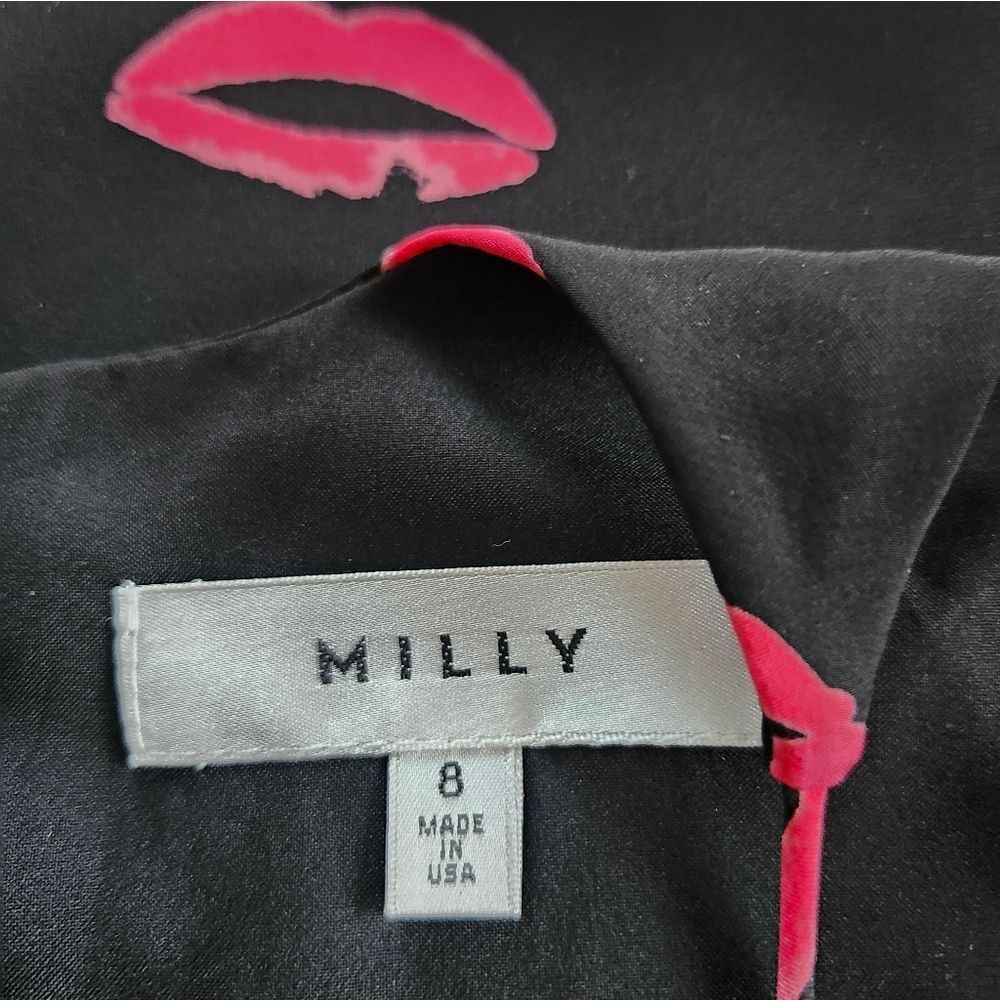 Milly Silk Hot Pink And Black Lips Tunic  Seen On The Carrie Diaries Size 8 - Picture 6 of 11